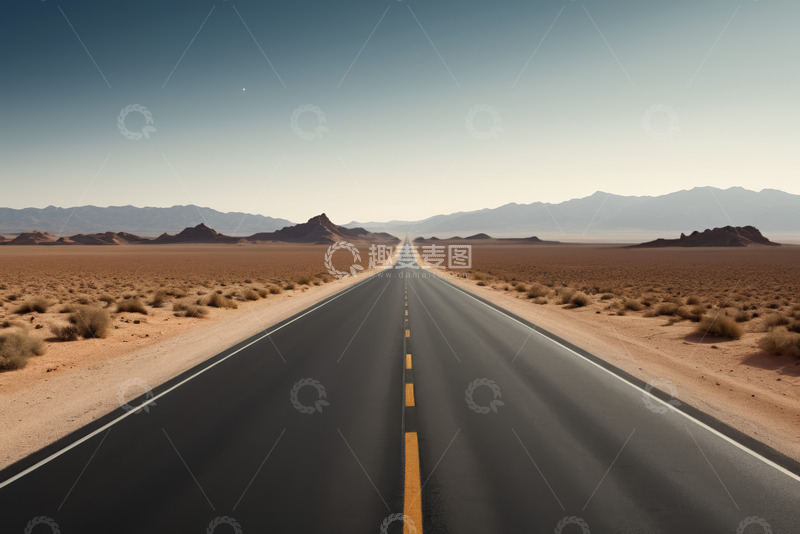 高清大图下载【趣麦麦图】沙漠中的公路远景