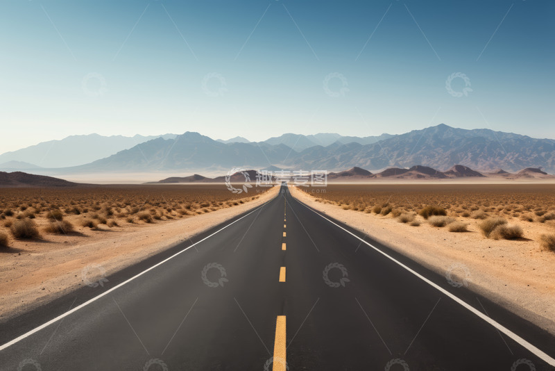 高清大图下载【趣麦麦图】沙漠中延伸的公路景观