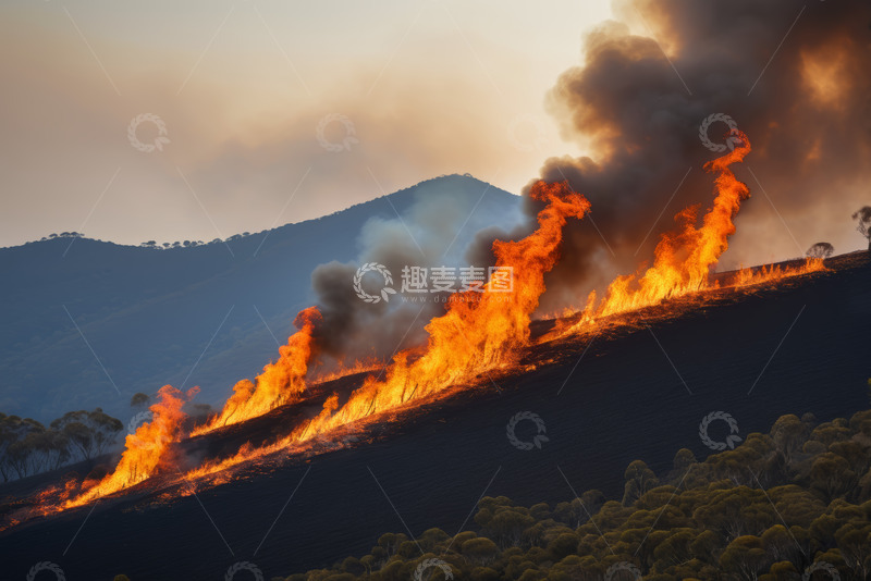 高清大图下载【趣麦麦图】山林野火蔓延场景