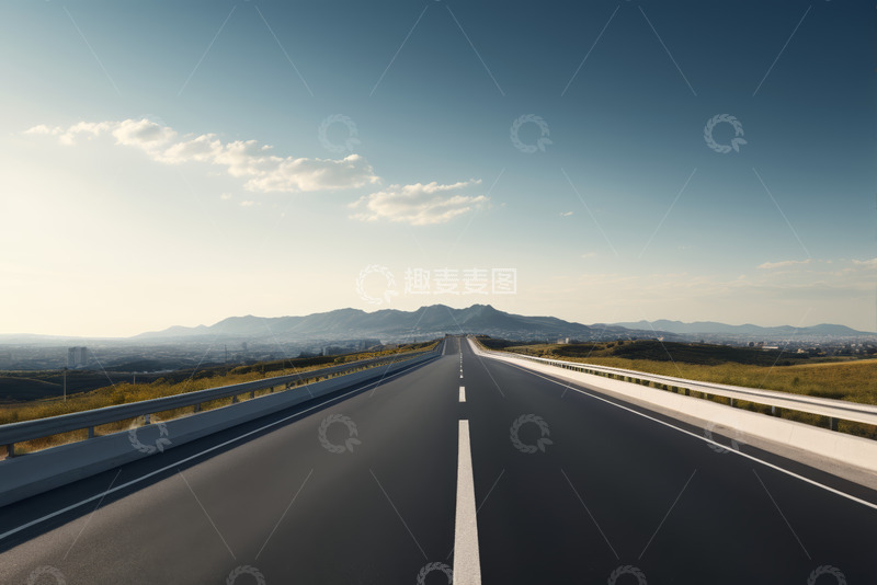 高清大图下载【趣麦麦图】空旷高速公路与远山风景