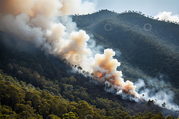 山林间爆发森林火灾场景