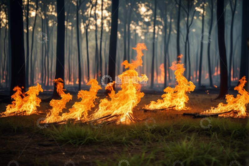 高清大图下载【趣麦麦图】森林野火蔓延场景