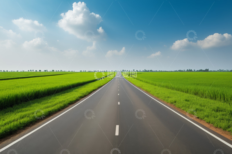 高清大图下载【趣麦麦图】田野间公路自然风光