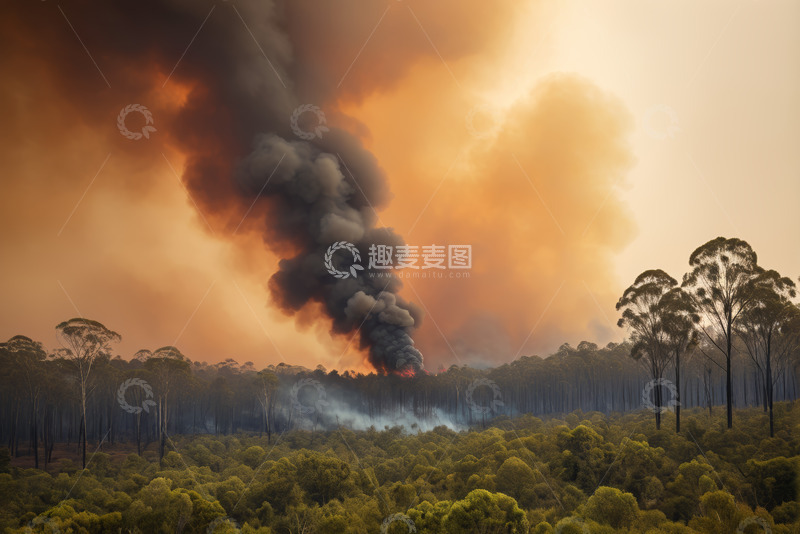 高清大图下载【趣麦麦图】森林火灾浓烟滚滚景象