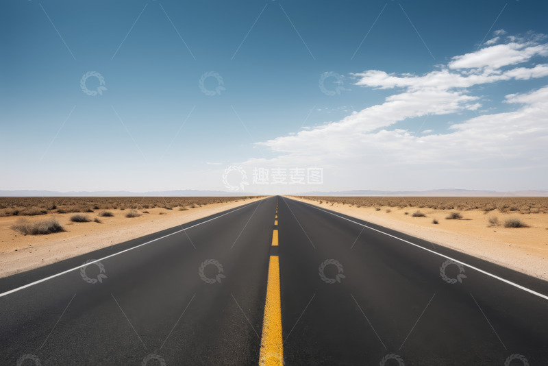 高清大图下载【趣麦麦图】沙漠中延伸的宽阔道路