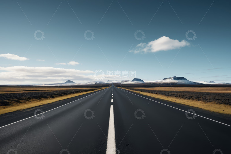 高清大图下载【趣麦麦图】户外空旷道路与远山风景