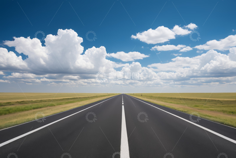 高清大图下载【趣麦麦图】开阔草原上的沥青公路