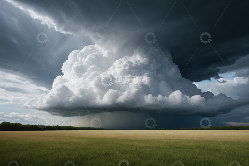 高清大图下载【趣麦麦图】草原上的巨大积雨云景观