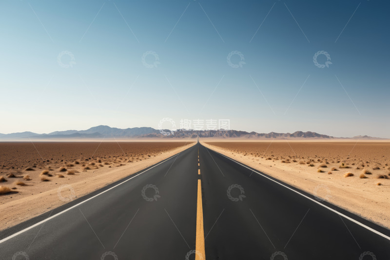 高清大图下载【趣麦麦图】沙漠中延伸的公路景象