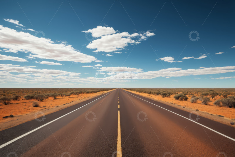 高清大图下载【趣麦麦图】沙漠公路蓝天白云风景