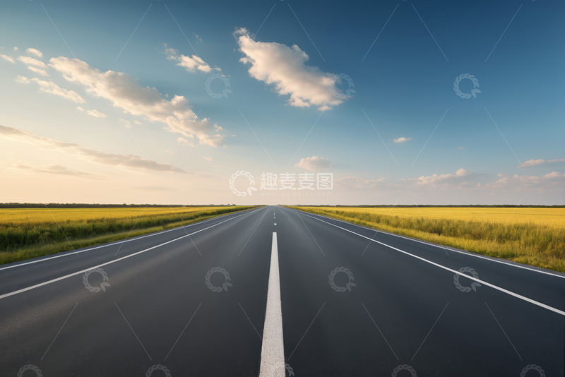 高清大图下载【趣麦麦图】户外田野间的沥青道路