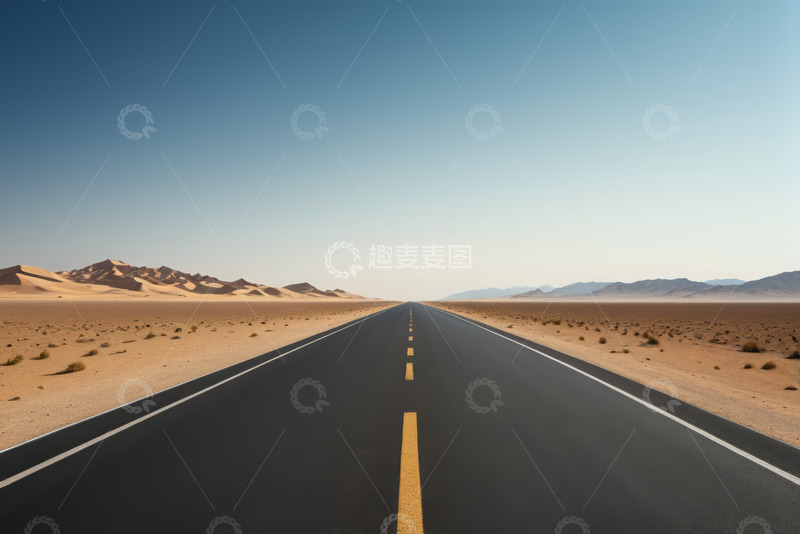 高清大图下载【趣麦麦图】沙漠中延伸的公路