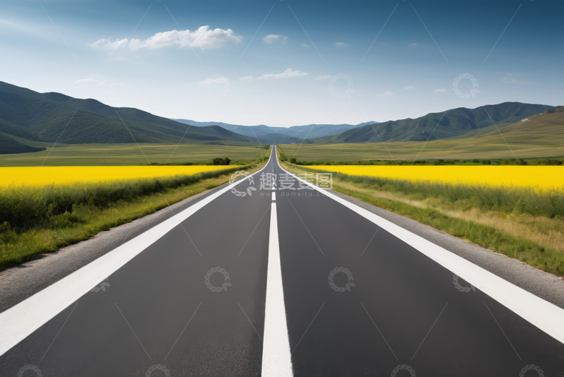 高清大图下载【趣麦麦图】田野间延伸的柏油公路