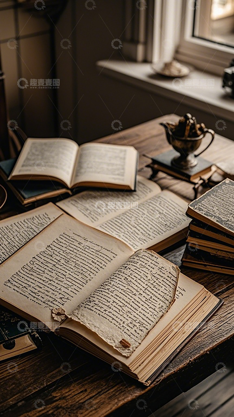 高清大图下载【趣麦麦图】古书书桌学术氛围素材