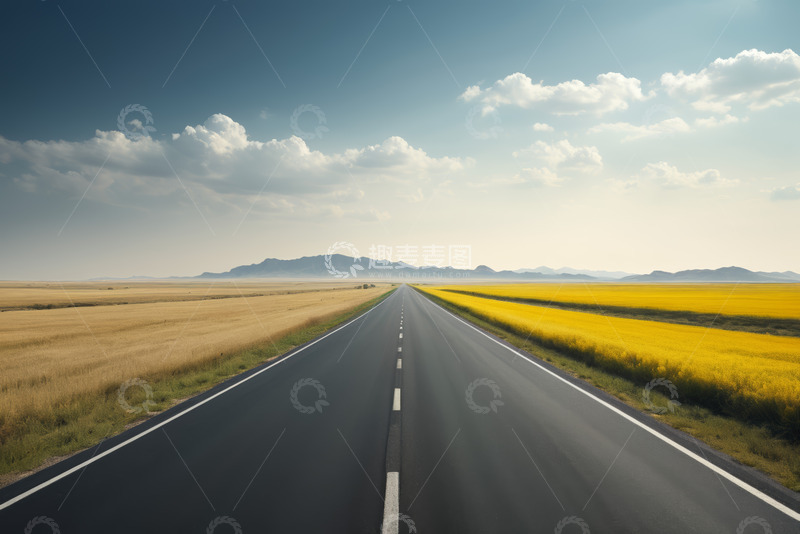 高清大图下载【趣麦麦图】户外田野间的公路风景