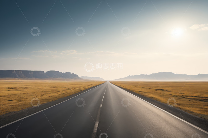 高清大图下载【趣麦麦图】旷野中延伸的公路