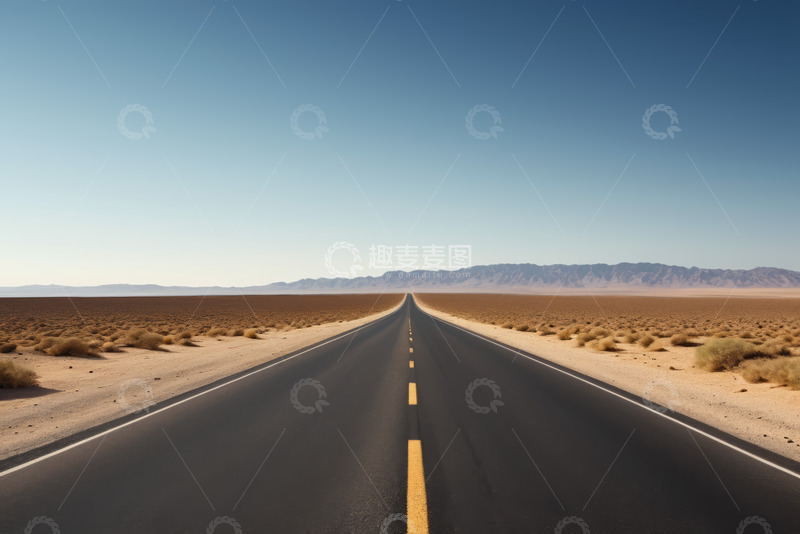 高清大图下载【趣麦麦图】沙漠中的笔直公路景观