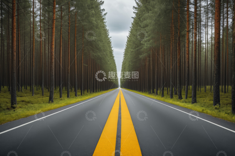 高清大图下载【趣麦麦图】林间公路自然风光