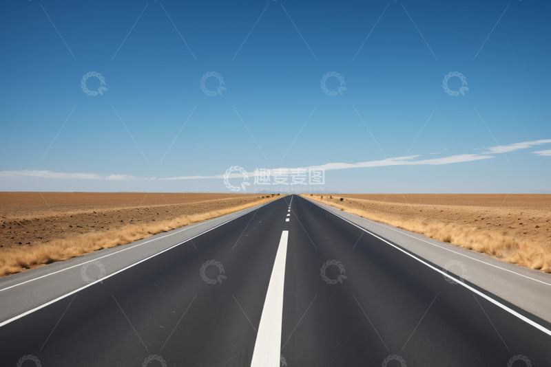 高清大图下载【趣麦麦图】空旷户外的笔直公路