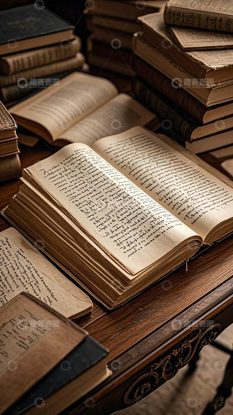 高清大图下载【趣麦麦图】古书堆叠书香浓