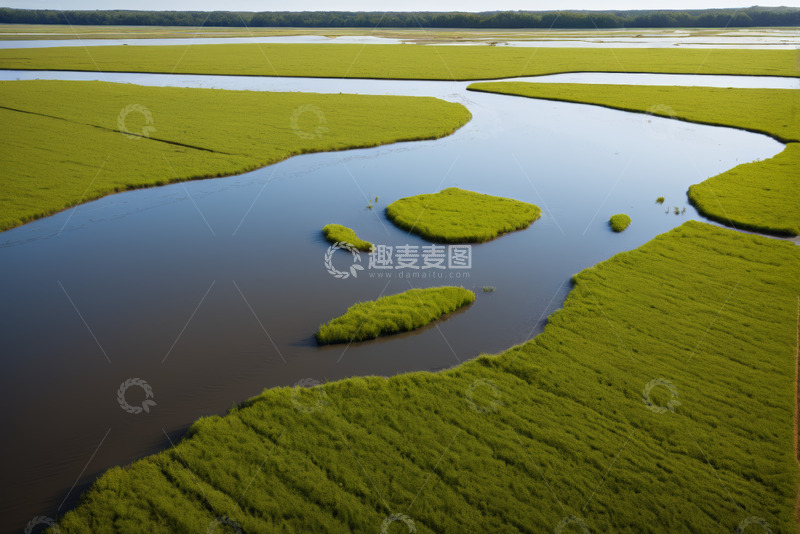 高清大图下载【趣麦麦图】航拍湿地河流自然风光