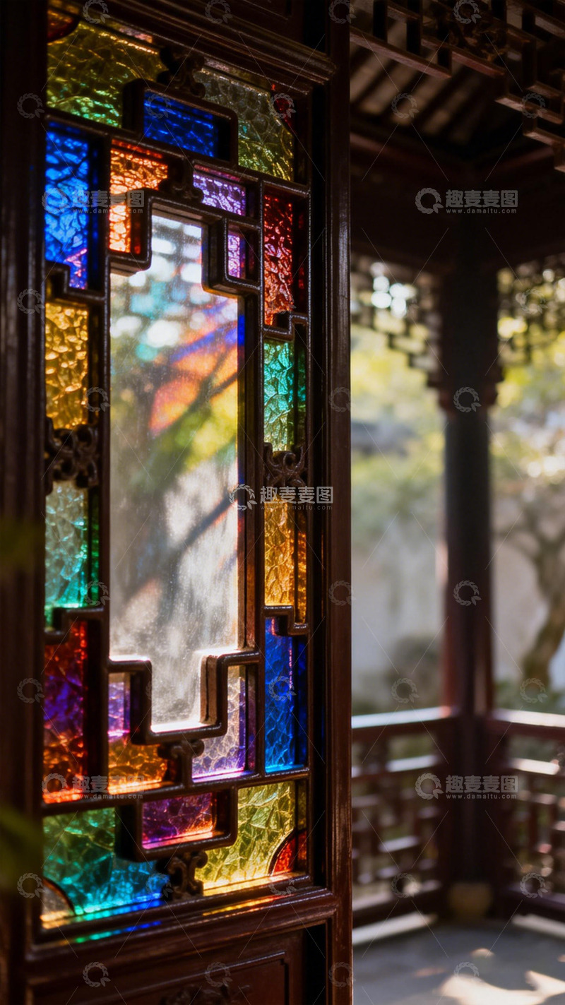 高清大图下载【趣麦麦图】古韵彩绘玻璃窗