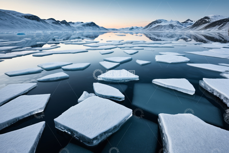 高清大图下载【趣麦麦图】冰川水域漂浮碎冰块景象