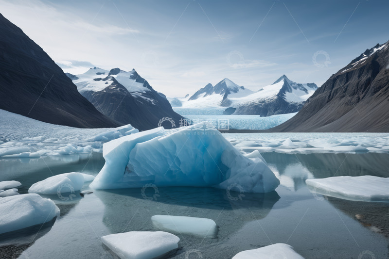 高清大图下载【趣麦麦图】冰川湖泊中的巨大冰块景观