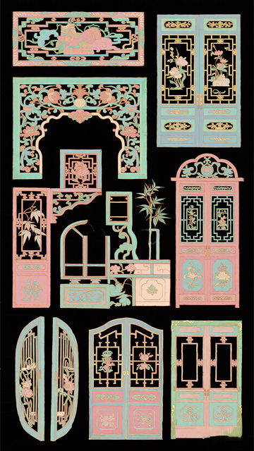 传统中式雕花门窗图案设计素材