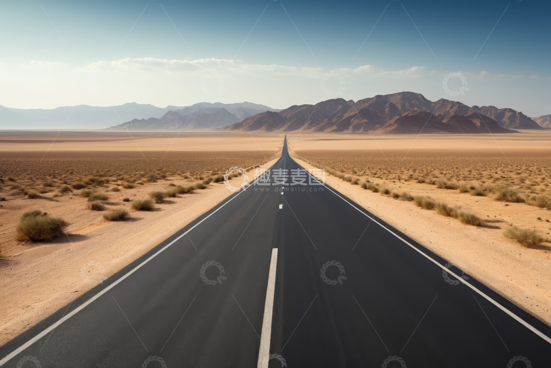 高清大图下载【趣麦麦图】沙漠中延伸的公路