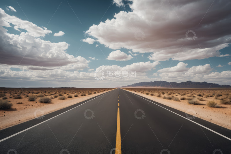 高清大图下载【趣麦麦图】沙漠中延伸的宽阔道路