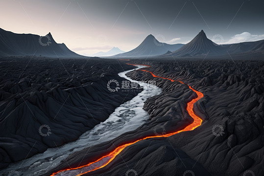 火山熔岩地貌全景