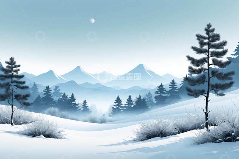 高清大图下载【趣麦麦图】冬季雪景山林自然风光