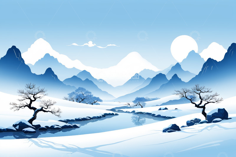 高清大图下载【趣麦麦图】冬季雪景山水风景