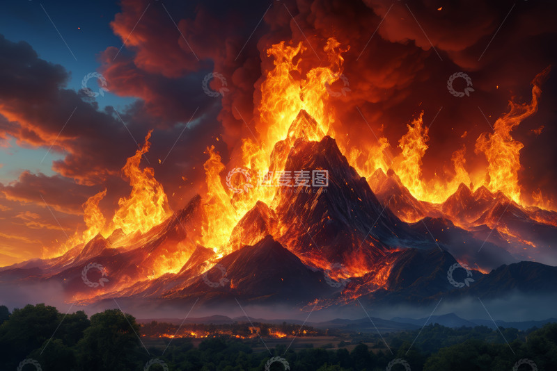 高清大图下载【趣麦麦图】火山喷发壮丽景观