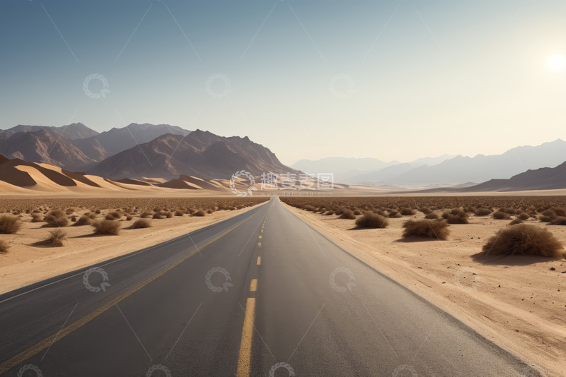 高清大图下载【趣麦麦图】沙漠中的公路景观