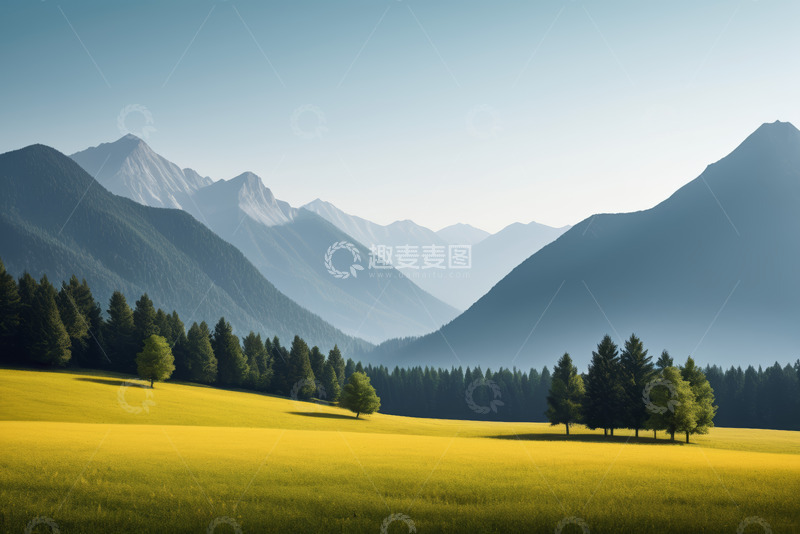 高清大图下载【趣麦麦图】山间草地森林自然风光