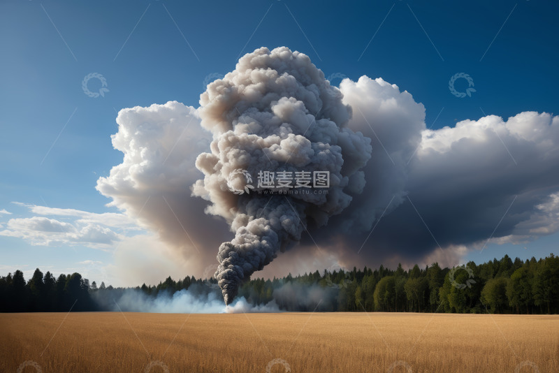 高清大图下载【趣麦麦图】田野中浓烟滚滚景象
