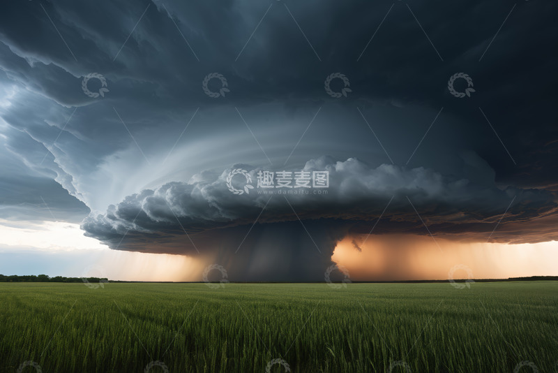 高清大图下载【趣麦麦图】草原上的巨大风暴云景象