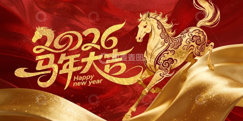 源文件下载【趣麦麦图】2026马年喜庆海报