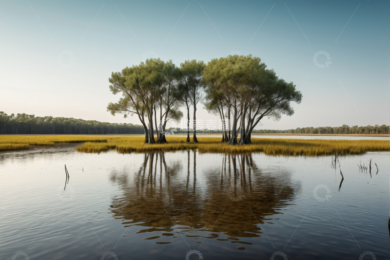 高清大图下载【趣麦麦图】水边树木自然风光