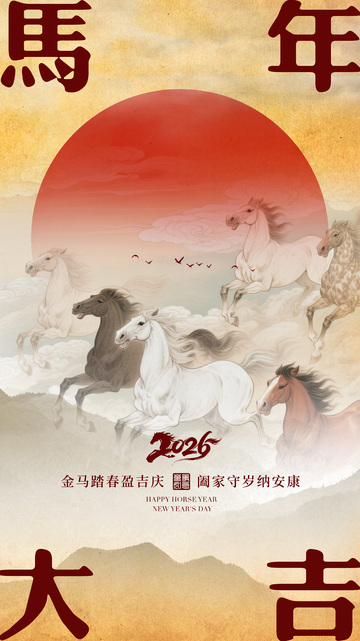 骏马马年祝福海报设计