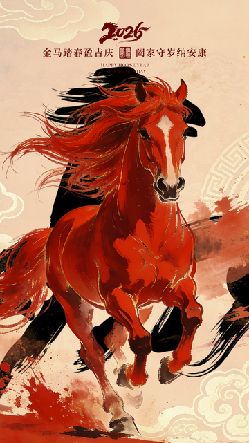2026喜庆金马奔腾海报设计