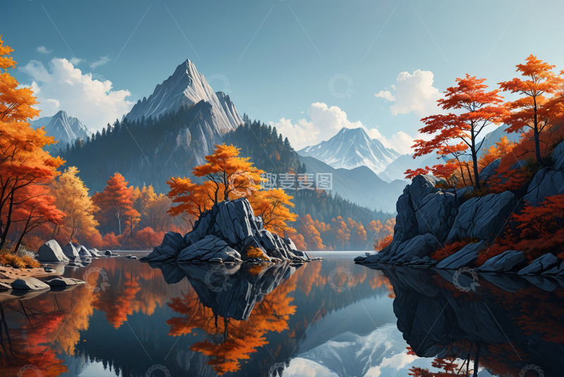 高清大图下载【趣麦麦图】秋季山水风光自然景色