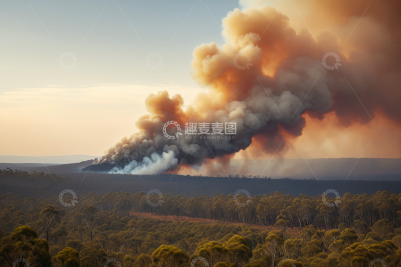 高清大图下载【趣麦麦图】森林野火浓烟升腾景象