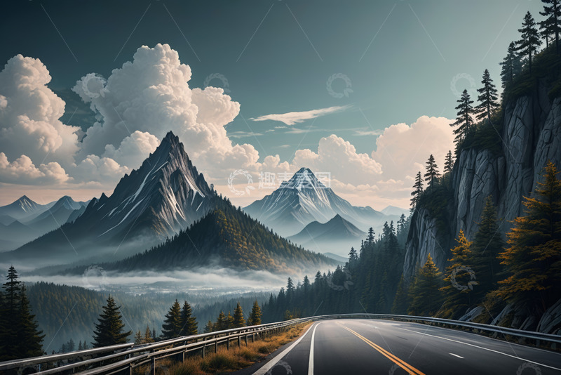 高清大图下载【趣麦麦图】山间公路自然风光