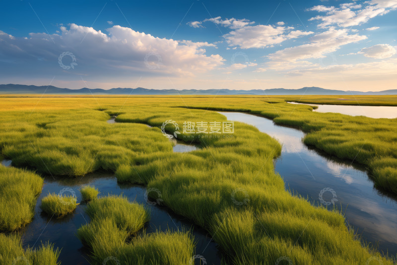高清大图下载【趣麦麦图】草原湿地风光全景