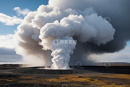 冰岛火山蒸汽喷发景象