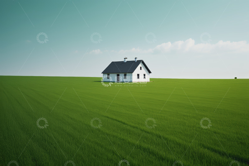 高清大图下载【趣麦麦图】田野中的独栋白色小屋