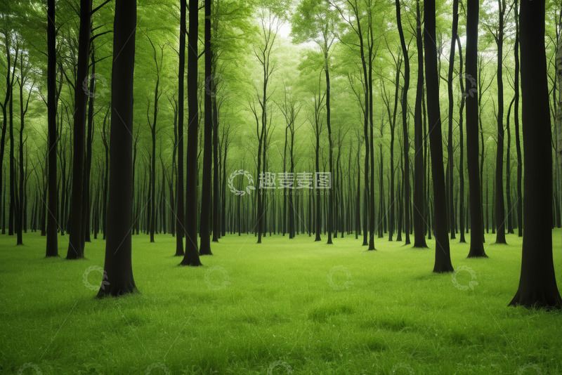 高清大图下载【趣麦麦图】绿色森林静谧自然场景